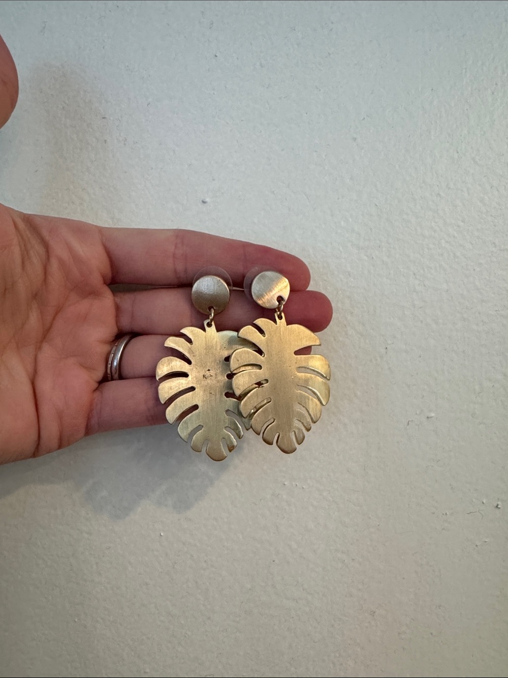 Gold Monstera Leaf Drop Earrings - Women Jewelry